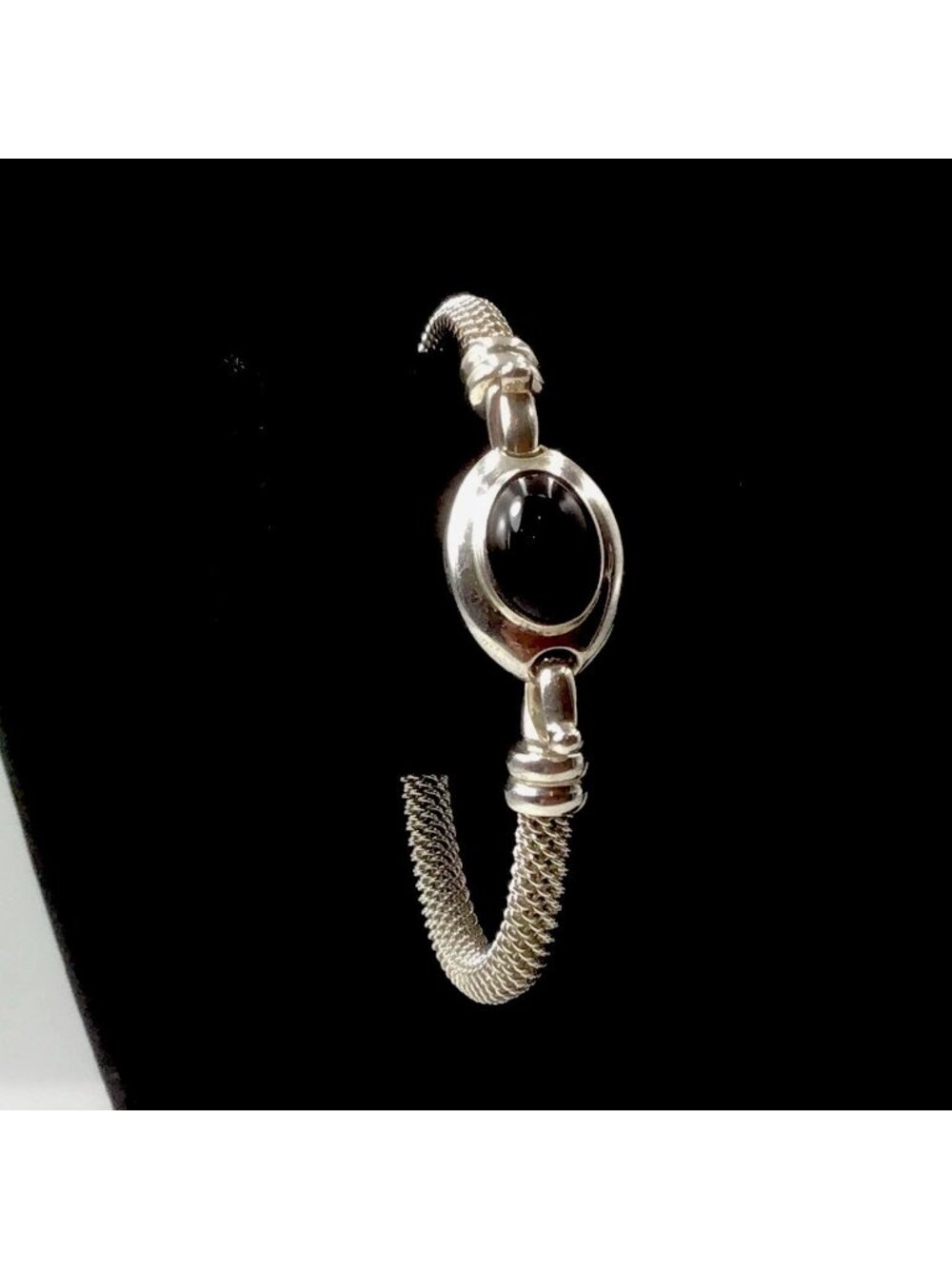 Espo Sterling Silver Onyx Bangle Bracelet 22.7 Grams Size 7